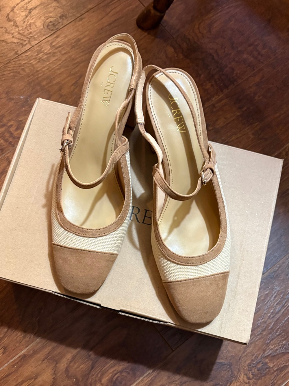 NWT J. Crew Mary Jane Block Heels- Beige/Tan Two Tone- Classic S-9